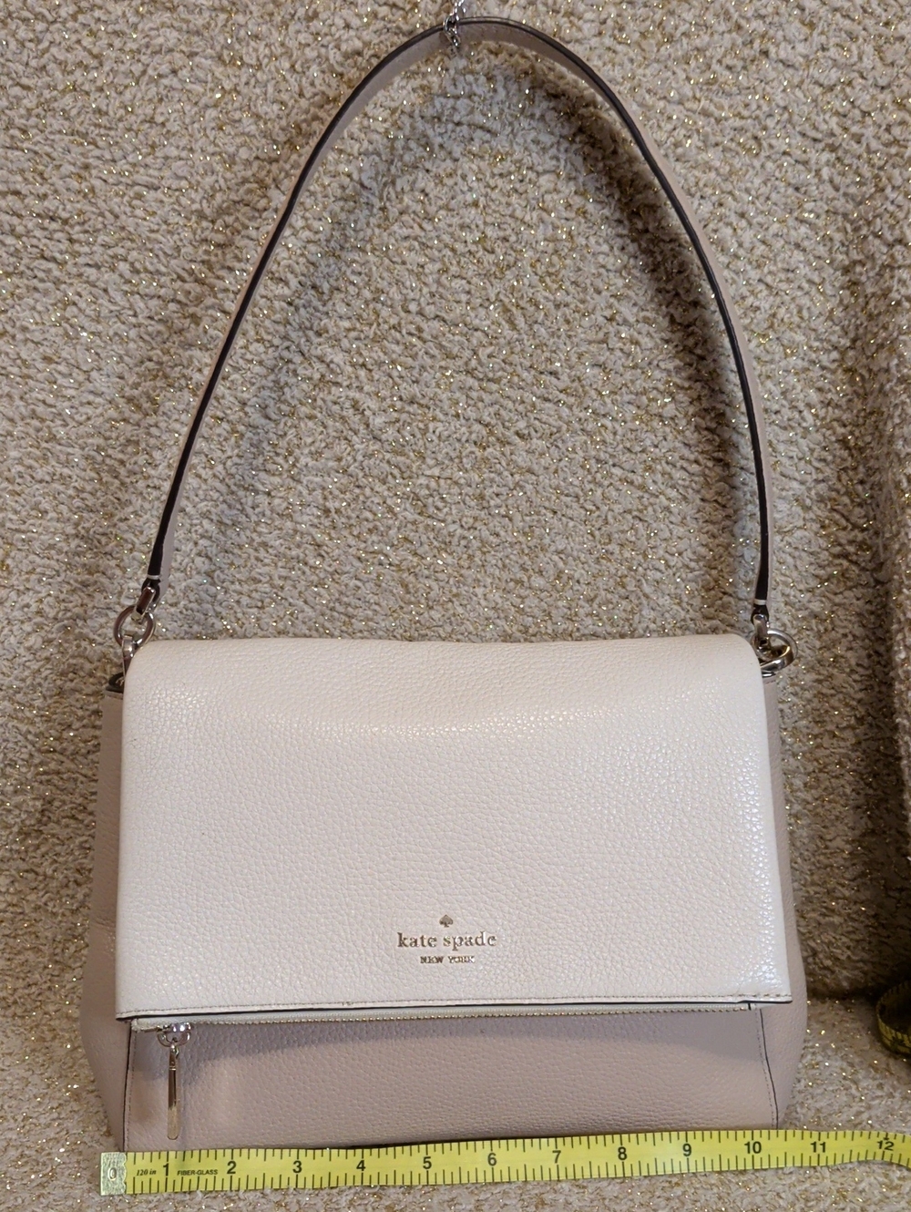 Kate Spade Leila Colorblock Pebbled Leather Flap Shoulder Bag - Light Sand